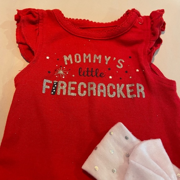 “Mommy’s Little Firecracker” one-piece romper with headband. In EUC. - Picture 3 of 3